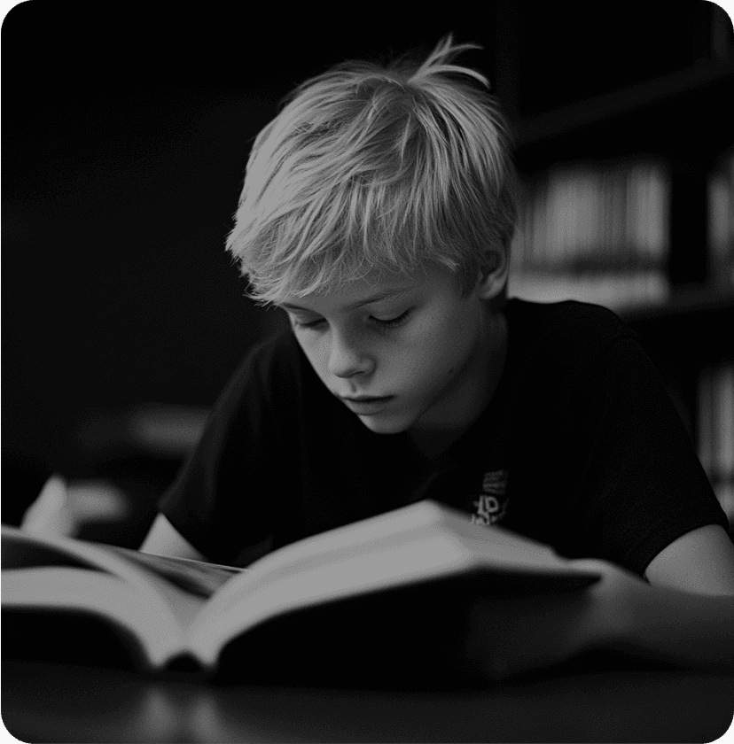 Child focused on reading